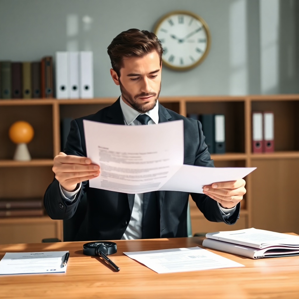 Advogado analisando documentos